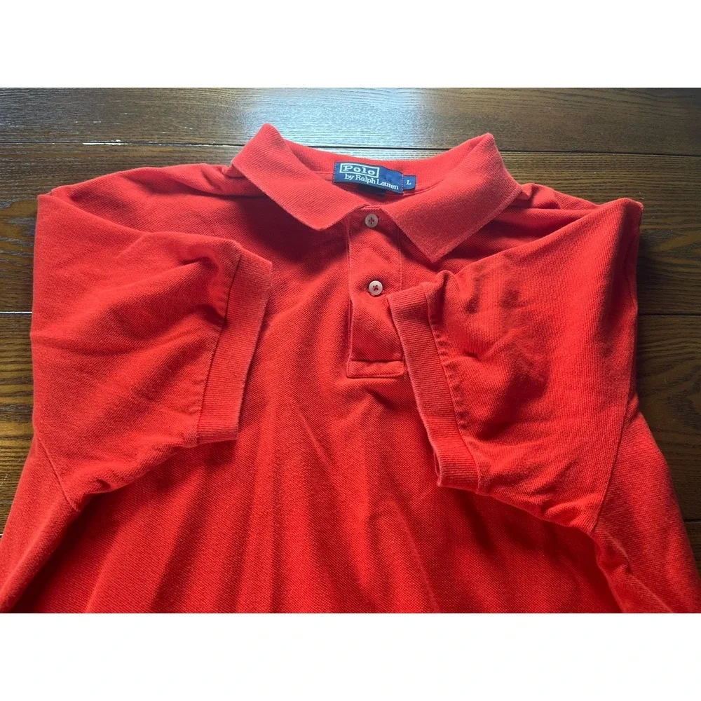 Polo Ralph Lauren Mens Polo Shirt Solid Orange Large Cotton Pony Short Sleeve